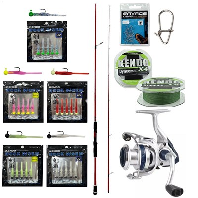 YekOutdoor HookWorm LRF Seti Okuma Red Spin 70 2.12 cm 1-12 gr 2 Parça&Okuma ARIA-1000a 1BB Olta Makinesi