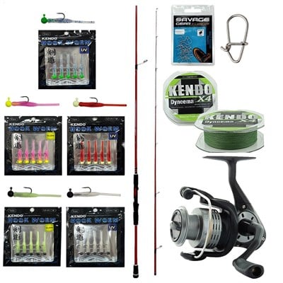 YekOutdoor HookWorm LRF Seti Okuma Red Spin 70 2.12 cm 1-12 gr 2 Parça&Okuma Revenger RV-25 FD Olta Makinesi