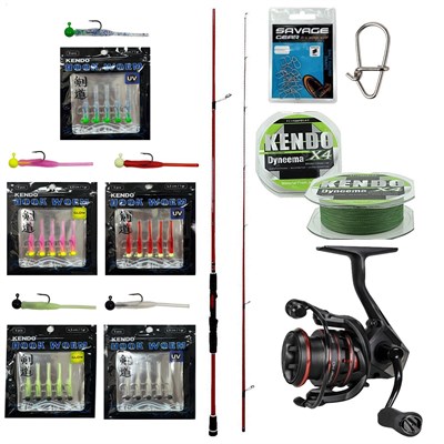 YekOutdoor HookWorm LRF Seti Okuma Red Spin 70 2.12 cm 1-12 gr 2 Parça&Okuma Ceymar HD CHD-1000A 7+1BB Olta Makinesi