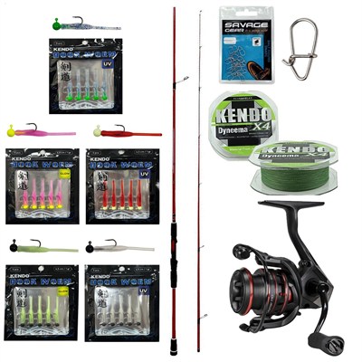 YekOutdoor HookWorm LRF Seti Okuma Red Spin 70 2.12 cm 1-12 gr 2 Parça&Okuma Ceymar HD CHD-2500A 7+1BB Olta Makinesi