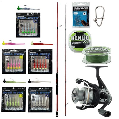 YekOutdoor HookWorm LRF Seti Okuma Red Spin 70 2.12 cm 1-12 gr 2 Parça&Okuma Revenger RV-25 FD Olta Makinesi