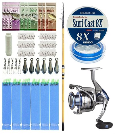 YekOutdoor Okuma Surf Kamışı Olta Seti Shimano Kamış Beastmaster FX Surf Tele 4,25m 200g 6pc&Okuma Safina Pro 8000 Olta Makinesi