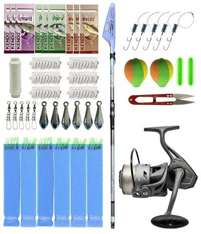 YekOutdoor Okuma Surf Kamışı Olta Seti Okuma Wave Power Tele Surf 4.20 cm 100-200 gr 5 Parça Surf Kamışı&Kendo Azzurro 5000 Olta Makinesi
