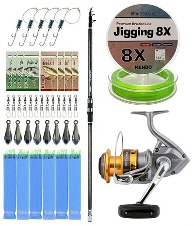 YekOutdoor Olta Seti Okuma Revenger Tele Surf 420 cm Surf Kamışı&Shimano Makina Sedona 8000 FI