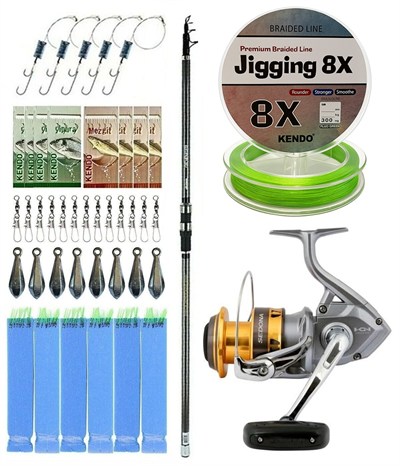YekOutdoor Olta Seti Okuma Revenger Tele Surf 420 cm Surf Kamışı&Shimano Makina Sedona 8000 FI