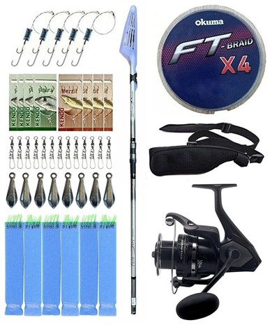 YekOutdoor Olta Seti Okuma Wave Power Tele Surf 3.90 cm 100-200 gr Surf Kamışı&Okuma Wave Power WP-8000A1 Olta Makinesi