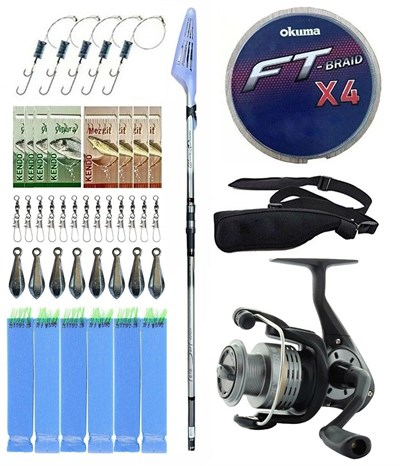 YekOutdoor Olta Seti Okuma Wave Power Tele Surf 3.90 cm 100-200 gr Surf Kamışı&Okuma Revenger RV-65 FD Olta Makinesi