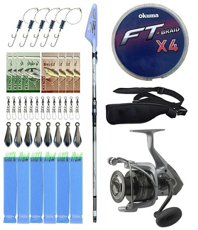 YekOutdoor Olta Seti Okuma Wave Power Tele Surf 3.90 cm 100-200 gr Surf Kamışı&Okuma Tomcat 8000 Olta Makinesi