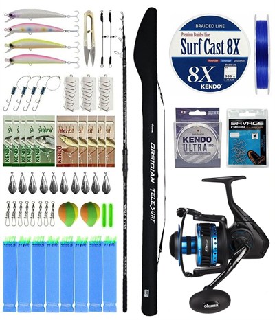 YekOutdoor Pro Olta Seti Okuma Obsidian Super Light Tele Surf 420cm 100-220gr Olta Kamışı&Okuma Azores 6000 Olta Makinesi