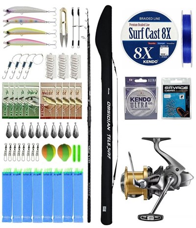 YekOutdoor Pro Olta Seti Okuma Obsidian Super Light Tele Surf 420cm 100-220gr Olta Kamışı&Shimano Makina Aerlex XSC 14000