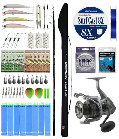 YekOutdoor Pro Olta Seti Okuma Obsidian Super Light Tele Surf 420cm 100-220gr Olta Kamışı&Okuma Tomcat 8000  Olta Makinesi