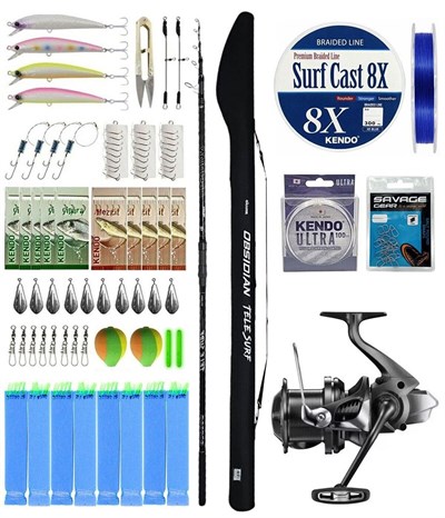 YekOutdoor Pro Olta Seti Okuma Obsidian Super Light Tele Surf 420cm 100-220gr Olta Kamışı&Shimano Makina Aerlex XTC 14000