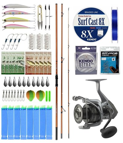 YekOutdoor Pro Olta Seti Okuma Trio Rex Surf 420cm 120-250gr 3 Parça Surf Kamışı&Okuma Tomcat 8000 Olta Makinesi