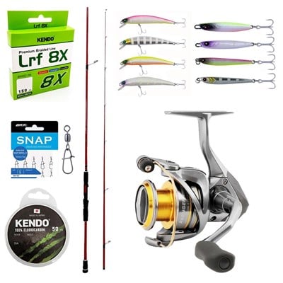 YekOutdoor Profesyonel LRF Seti Okuma Red Spin 76 228 cm 3-15 gr 2 Parça&Okuma Avenger AV-1000a 6+1BB Olta Makinesi