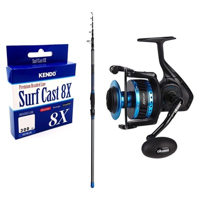 YekOutdoor Profesyonel Olta Seti Dam Imax Tele Surf 4.20M MF 100-250G 5 Parça Surf Kamışı&Okuma Azores ZXP-6000 6+1 bb Olta Makinesi