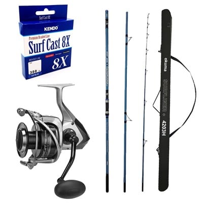 YekOutdoor Profesyonel Olta Seti Okuma Surfliner+ Surf 420cm 100-250gr 3 Parça Olta Kamışı&Okuma Tomcat TMC-6000 Olta Makinesi