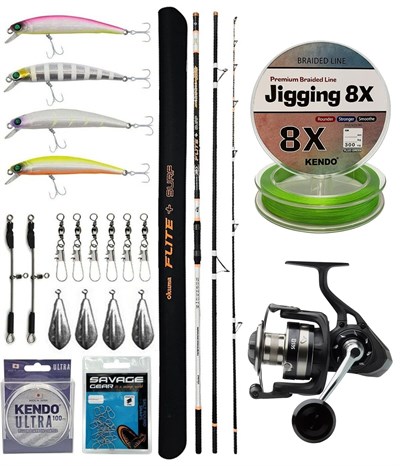 YekOutdoor Profesyonel Olta Seti Okuma Flite+ Super Light Surf 420cm 3 Parça Olta Kamışı&Savage Gear SGS8 8000 FD Olta Makinesi