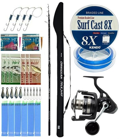 YekOutdoor Profesyonel Olta Seti Okuma Obsidian Super Light Tele Surf 420cm 100-220gr 5 Parça Olta Kamışı&Savage Gear SGS8 8000 FD Olta Makinesi
