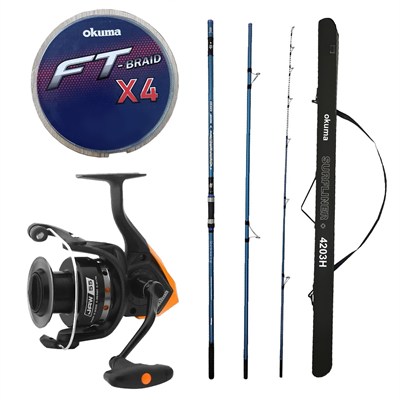 YekOutdoor Profesyonel Olta Seti Okuma Surfliner+ Surf 420cm 100-250gr 3 Parça Olta Kamışı&Okuma JAW-65 3+1BB Olta Makinesi