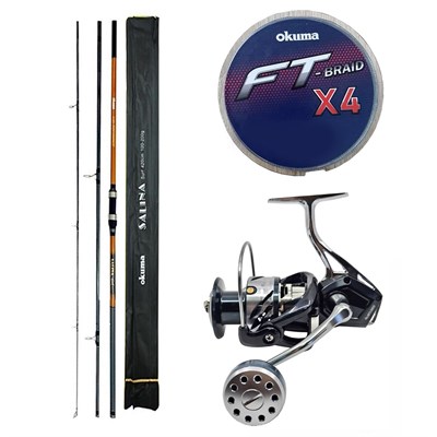 YekOutdoor Profesyonel Olta Seti Okuma Salina Surf 14 420 cm 3 Parça Surf Kamışı&Kendo Palamita GN6000 4+1BB Olta Makinesi