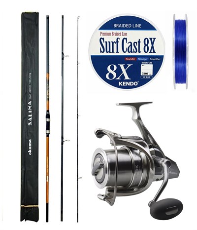 YekOutdoor Profesyonel Olta Seti Okuma Salina Surf 420 cm 3 Parça Surf Kamışı&Okuma SURF-8K Olta Makinesi