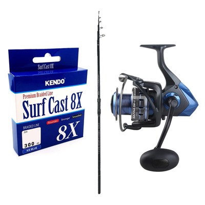 YekOutdoor Profesyonel Olta Seti Okuma Ceymar Tele surf 4.30M Surf Kamışı&Okuma Safina SNW-8000A 4+1BB Olta Makinesi