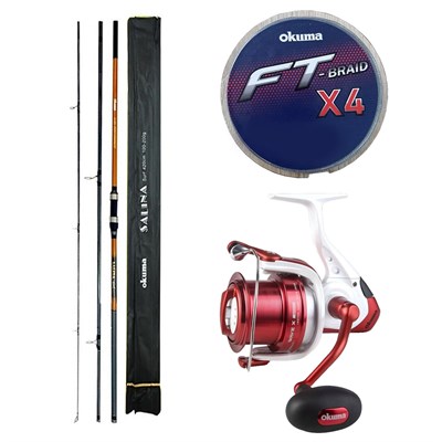 YekOutdoor Profesyonel Olta Seti Okuma Salina Surf 14 420 cm 3 Parça Surf Kamışı&Okuma Wave X-8000 3+1BB Olta Makinesi