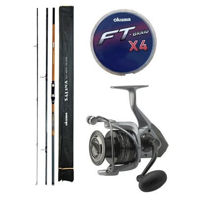 YekOutdoor Profesyonel Olta Seti Okuma Salina Surf 14 420 cm 3 Parça Surf Kamışı&Okuma Tomcat TMC-8000 (4.8:1) 6+1bb Olta Makinesi
