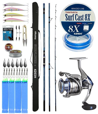 YekOutdoor Profesyonel Olta Seti Okuma Surfliner+ Surf 420cm 3 Parça Olta Kamışı&Okuma Safina Pro 8000 Olta Makinesi