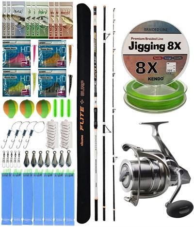YekOutdoor Profesyonel Olta Seti Okuma Flite+ Super Light Surf 420cm 3 Parça Olta Kamışı&Okuma SURF-8K Olta Makinesi