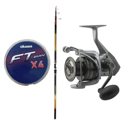 YekOutdoor Profesyonel Surf Olta Seti Okuma Savant Surf 420 cm 5 Parça Surf Kamışı&Okuma Tomcat TMC-8000 6+1bb Olta Makinesi