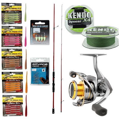 YekOutdoor Silikonlu LRF Seti Okuma Red Spin 76 228 cm 3-15 gr 2 Parça&Okuma Avenger Av-2500 (5,0,1) 6+1bb Olta Makinesi