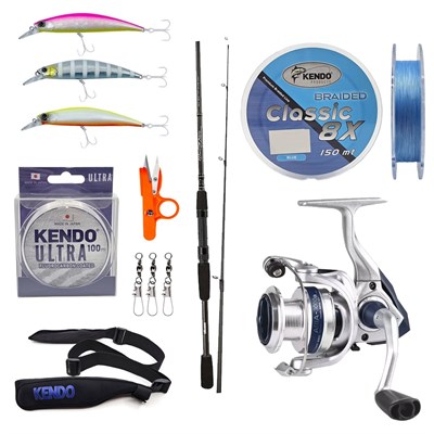 YekOutdoor Spin Olta Seti Okuma Wave Power 80 2.44 cm 15-40 gr 2 Parça Spin Kamışı&Okuma ARIA-3000a Painting Silver 1BB Olta Makinesi