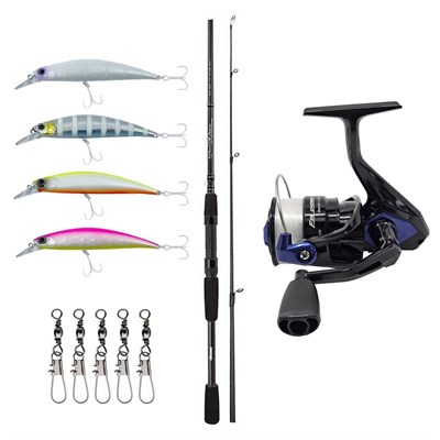 YekOutdoor Spin Olta Seti Okuma Wave Power 80 2.44 cm 15-40 gr 2 Parça Spin Kamışı&Okuma Fin Chaser X FNX-40BL Blue 1BB Olta Makinesi