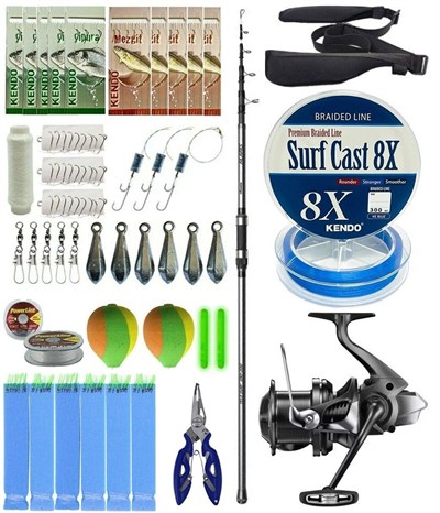 YekOutdoor Surf Olta Seti Okuma Alaris Tele Surf 420 cm 100-200 gr Surf Kamışı&Shimano Makina Aerlex XTC 14000