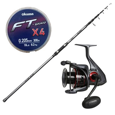 YekOutdoor Surf Olta Seti Okuma Alaris Tele Surf 420 cm 100-200 gr Surf Kamışı&Okuma Ceymar C-6000A Dark Grey 7+1BB Olta Makinesi