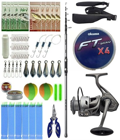 YekOutdoor Surf Olta Seti Okuma Alaris Tele Surf 420 cm 100-200 gr Surf Kamışı&Kendo Azzurro 6000 Olta Makinesi