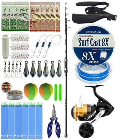 YekOutdoor Surf Olta Seti Okuma Alaris Tele Surf 420 cm 100-200 gr Surf Kamışı&Shimano Makina Socorro 6000 SW