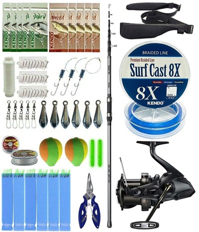 YekOutdoor Surf Olta Seti Okuma Alaris Tele Surf 420 cm 100-200 gr Surf Kamışı&Shimano Makina Speedmaster 14000 XTD