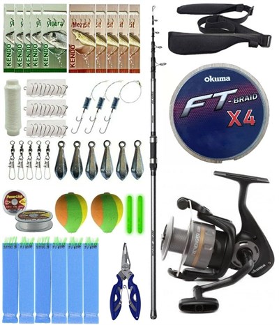 YekOutdoor Surf Olta Seti Okuma Alaris Tele Surf 420 cm 100-200 gr Surf Kamışı&Okuma Revenger RV-55 FD Olta Makinesi
