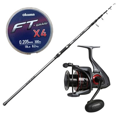 YekOutdoor Surf Olta Seti Okuma Alaris Tele Surf 420 cm 100-200 gr Surf Kamışı&Okuma Ceymar C-6000A Dark Grey 7+1BB Olta Makinesi