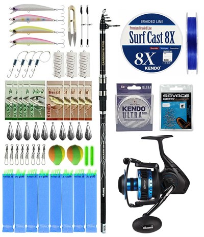 YekOutdoor Surf Olta Seti Okuma Carbonite Pro Tele Surf 420 cm Surf Kamışı&Okuma Azores ZXP-8000 Olta Makinesi