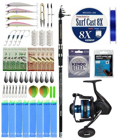 YekOutdoor Surf Olta Seti Okuma Carbonite Pro Tele Surf 420 cm Surf Kamışı&Okuma Azores ZXP-8000 Olta Makinesi