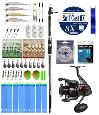 YekOutdoor Surf Olta Seti Okuma Carbonite Pro Tele Surf 420 cm Surf Kamışı&Okuma Ceymar C-8000A Olta Makinesi