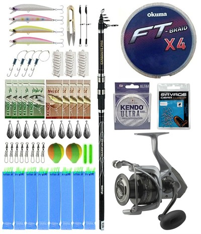 YekOutdoor Surf Olta Seti Okuma Carbonite Pro Tele Surf 420 cm Surf Kamışı&Okuma Tomcat TMC-8000 Olta Makinesi
