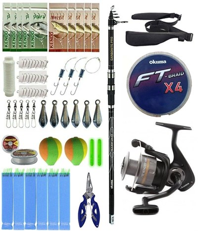 YekOutdoor Surf Olta Seti Okuma Carbonite Pro Tele Surf 420 cm Surf Kamışı&Okuma Revenger RV-65 FD Olta Makinesi