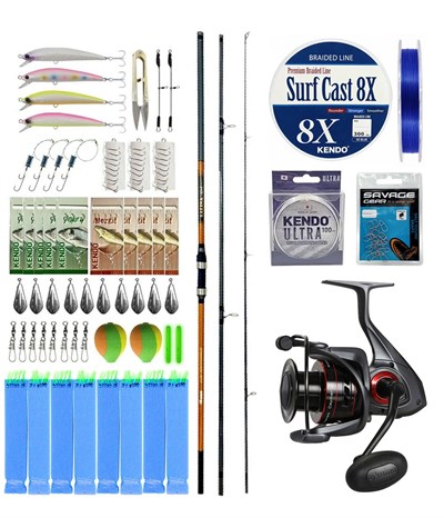YekOutdoor Surf Olta Seti Okuma Salina Surf 420 cm 3 Parça Surf Kamışı&Okuma Ceymar C-8000A Olta Makinesi