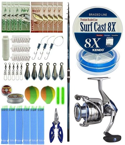 YekOutdoor Surf Olta Seti Shimano Kamış Alivio GX Surf Tele 4225 4,20m 250g Kamış&Okuma Safina Pro 8000 Olta Makinesi