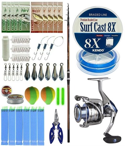 YekOutdoor Surf Olta Seti Shimano Kamış Sonora AX Surf Tele 4220 4,20m 200g Kamış&Okuma Safina Pro 8000 Olta Makinesi