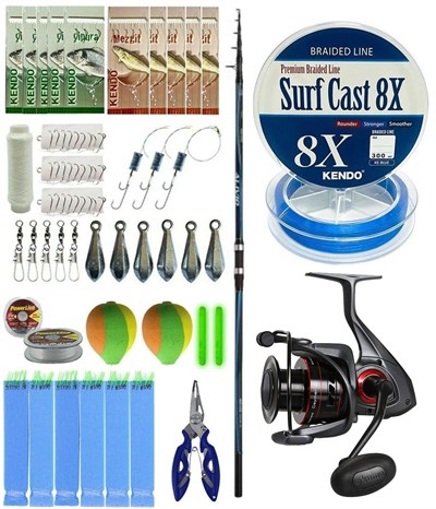 YekOutdoor Surf Olta Seti Shimano Kamış Alivio GX Surf Tele 4225 4,20m 250g Kamış&Okuma Ceymar C-8000A Olta Makinesi